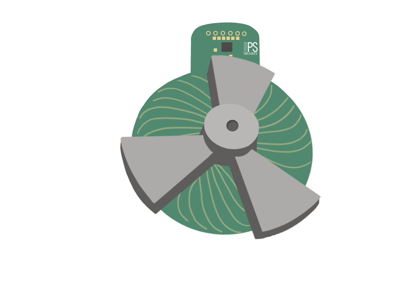 Rotary inductive position sensor, 3D render